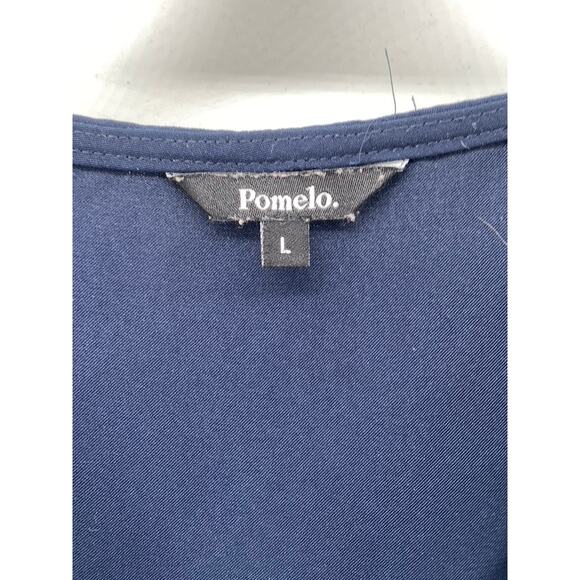 POMELO Women’s Navy Blue Front Knot Short Sleeve Crop Top SZ L - Picture 8 of 11